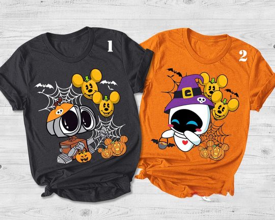 Adorable Robot Couple Halloween Shirt, Mouse Pumpkin Balloons Halloween Spooky Shirt, Halloween Costume For Family Group T Shirt