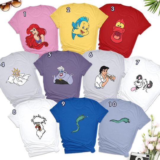 Matching Mermaid Family Shirts, Mermaid Costume Face Shirts, Halloween Costume Group Tee, Halloween Party Theme Shirt