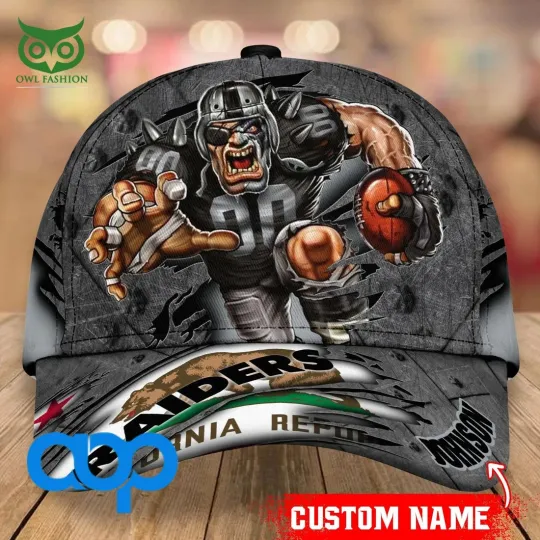 Personalized Vegas Team Raiders Mascot 3D Baseball Cap, Football Cap