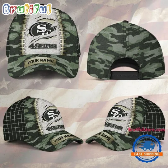 Personalized Sfs Team 49ers - Camo_Baseball Cap, Football Baseball Cap