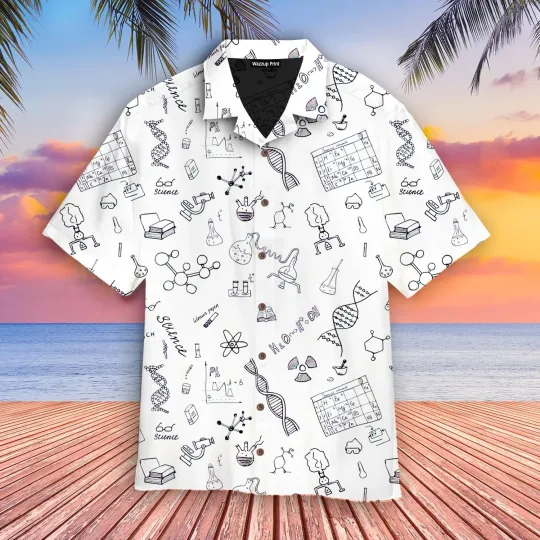 Back To School Chemistry Teacher Pattern   Aloha Hawaiian Shirt