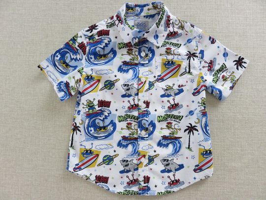 Boy's Hawaiian Shirt, Kids Monster Surfer Shirt, 365 Kids GARANIMALS Aloha Shirt, 100% Cotton Beach Shirt Boys Size 5