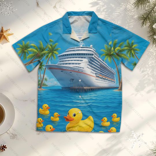 Cruise Duck Hawaii Shirt, Summer Ship Aloha Shirt, Cruise Duck Short Sleeve Shirt, Summer Vibes Shirt, Family Matching Shirt, Duck Lovers