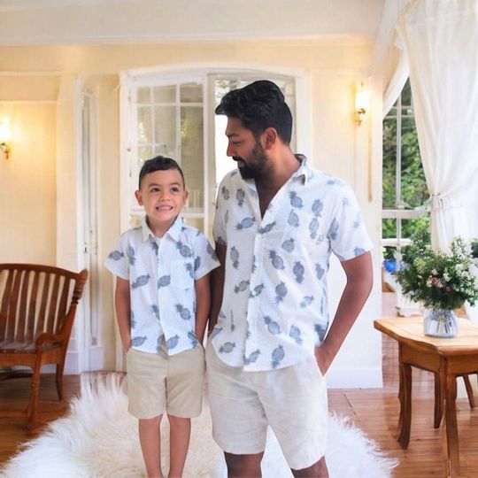 Father and son matching shirts - White Pineapple, Father and Son Outfit, Hawaiian shirts, dad and son shirts, matching Outfits, Gift for him