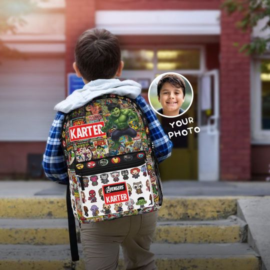 Personalized Kids Superhero Backpack, Kindergarten backpack, Spider Hero Bottle Gift For Kids, Back to school, First Day of School