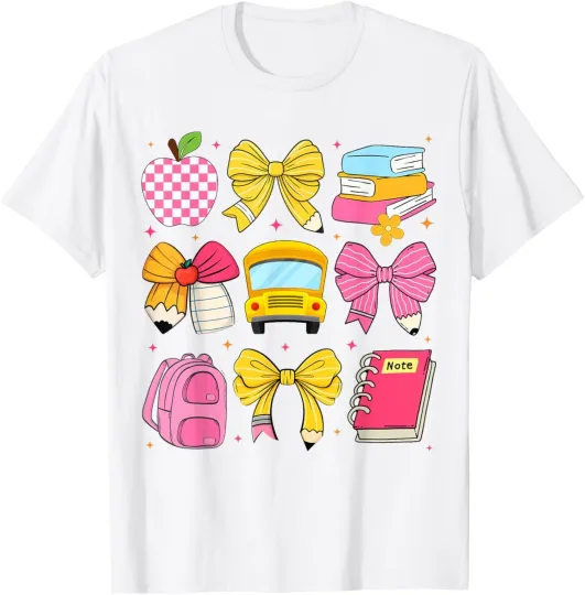 Coquette Back To School Bow Pencil School Bus Girls D Unisex T-Shirt