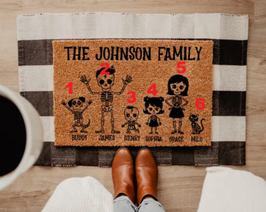Custom Family Halloween Doormat | Halloween Doormat | Personalized Doormat | Spooky Halloween Mat | Housewarming Gift | Spooky Home Decor