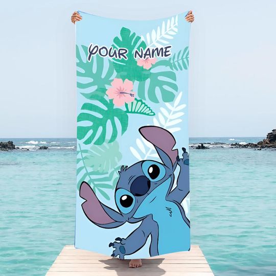 Stitch Bath Towel, Personalized Stitch Beach Towel, Disney Bath Towel, Disney Trip, Birthday Gift, Gift For Her, Vacation Gift