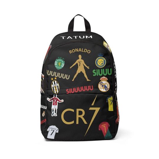 Ronaldo Small Backpack School Backpack - Unisex Fabric Backpack, Lightweight Book Bag, College Schoolbag, Travel Bag, Teen Girl Boy Rucksack