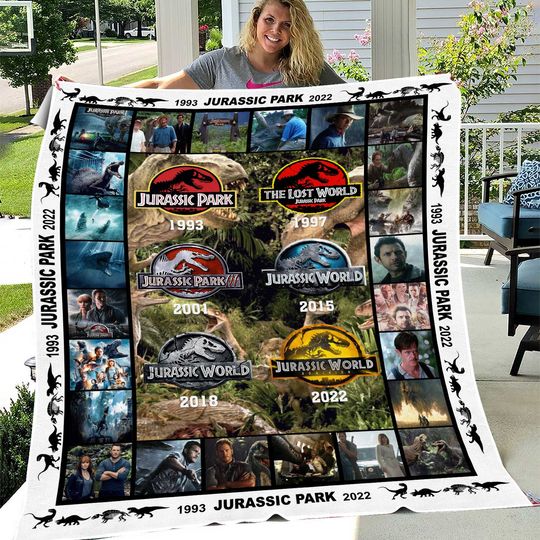 Jurassic Park Movie Fleece Blanket, Jurassic Park Lovers Blanket, Christmas Blanket