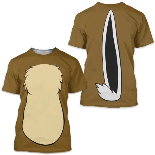 Chip N Dale Costume T-Shirt, Chip Rescue Rangers Cosplay Costume Tee, Chip And Dale Character All Over Print Shirt, Halloween 3D T-Shirt