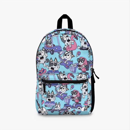 Muffin in Blue and Purple Backpack