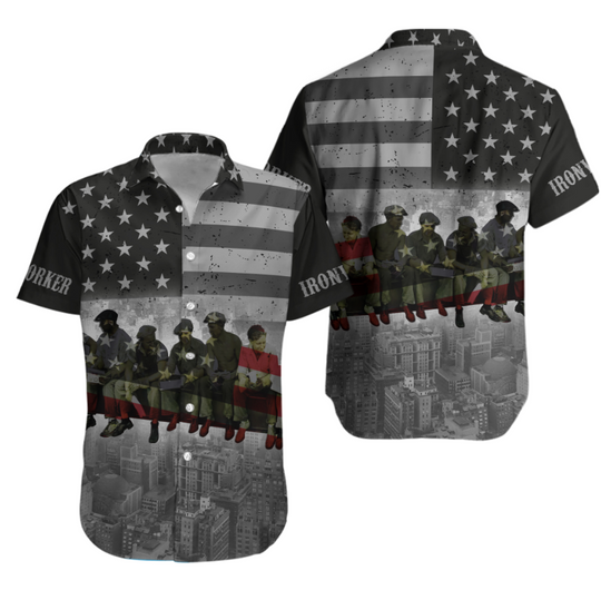 Ironworker American Flag Aloha Hawaiian Shirt