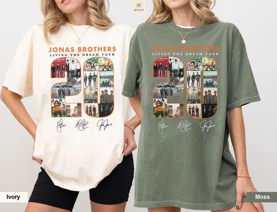 Jonas Brothers 20th Anniversary Shirt, Living The Dream Tour 2025 Tee, Retro Fan Merch