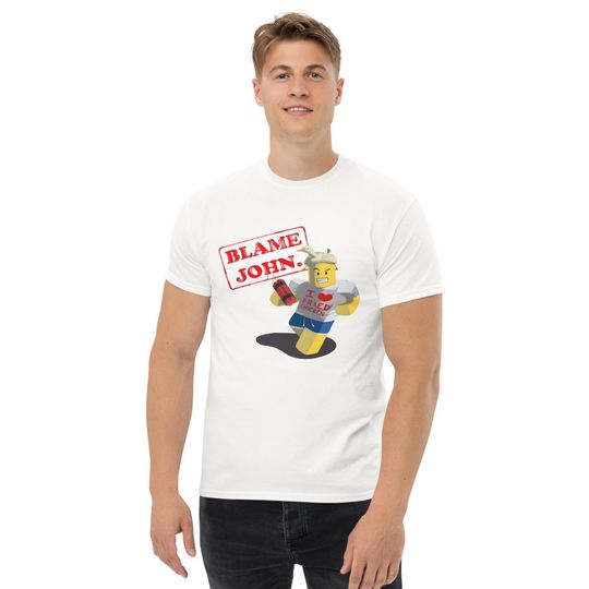 Blame John Funny Gamer T-Shirt  I Love Fried Chicken Meme Tee for Roblox Fans