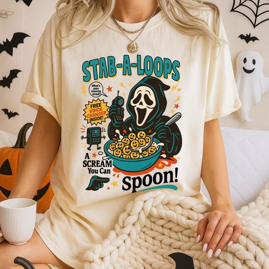 Horror Cereal Box Tee Design - Slasher Breakfast Halloween Shirt PNG