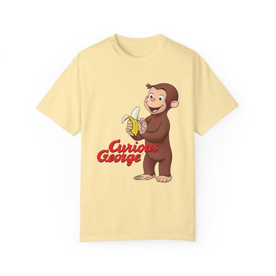 Curious George Cartoon T-Shirt – Fun Banana Graphic on Comfort Colors Tee