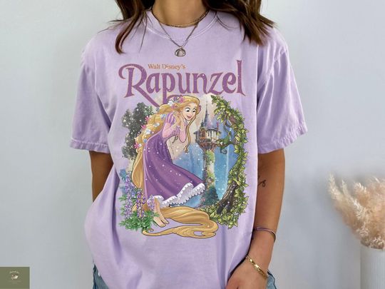 Vintage Tangled Rapunzel Floral Png, Cartoon Princess Rapunzel Flynn Rider Png, Lost Princess, Magic Kingdom, Di nei Trip, Digital Download
