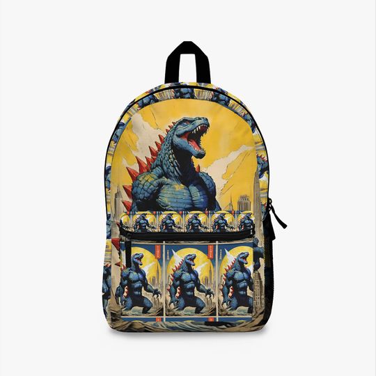 Vintage Look god zilla Comic Book Backpack, Fantasy Monster Backpack, Student, travel, everyday bag, Japanese Comic Art