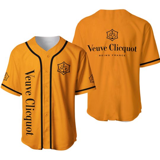Orange Vueve Clicquot Champagne Baseball Jersey, Champagne Lover Jersey Shirt