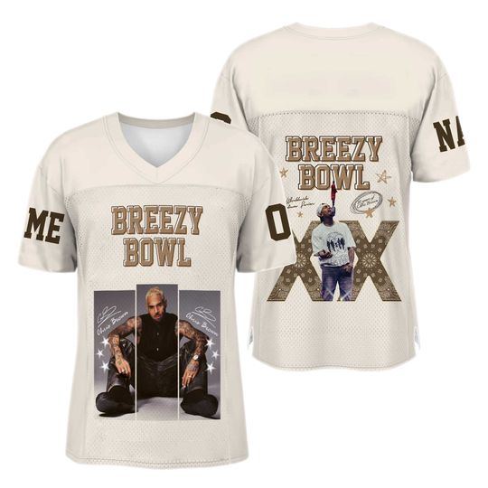 Breezy Bowl XX 2025 Football Jersey, Personalized Chris Brown Tour Jersey, Chris Brown Breezy Bowl Football Jersey, Chris Brown Jersey