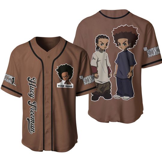 Custom Cartoon Boondocks Huey Freeman Brown Simple Baseball, Cartoon Team Outfit