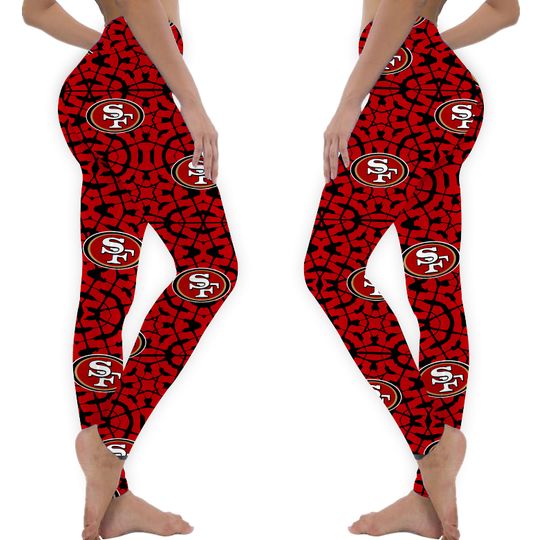 49ers Team Football Leggings, San Francisco Football Leggings, San Francisco Game Day Football San Leggings