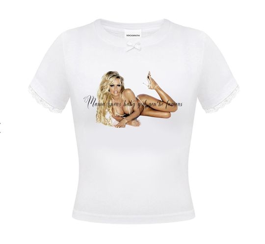 Pamela Anderson Fitted Baby Tee Fan Apparel