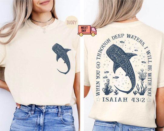 Summer Whale Shark T-Shirt, Beachy Shark Shirt, Jesus T-shirt, Beachy Tee, Christian Ocean, Coconut Girl