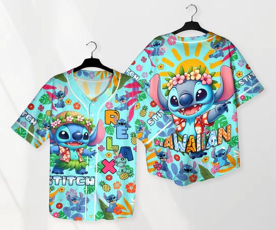 Stitch Baseball Jersey – Aloha Tropical Hawaiian Shirt Gift for Fans