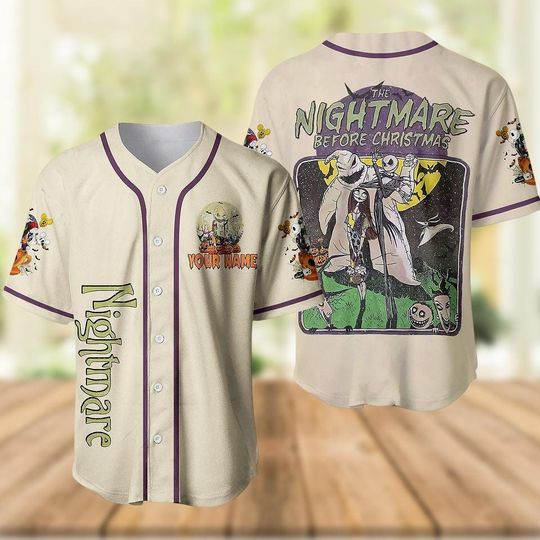 The Nightmare Before Christmas Baseball Jersey, Jack And Sally Oogie Boogie Jersey Shirt, Disney Halloween Baseball Shirt, Horror Shirt