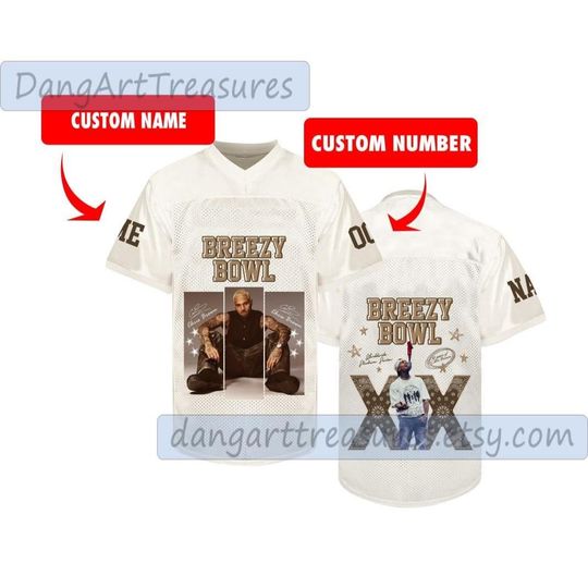 Personalized Chris Brown Tour Jersey, Breezy Bowl XX 2025 Football Jersey, Breezy Bowl XX 2025 Jersey, Chris Brown Shirt, Breezy Bowl Tee
