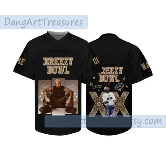 Custom Name Chris Brown Breezy Bowl XX Tour 2025 Jersey, Brown Breezy Bowl Gift