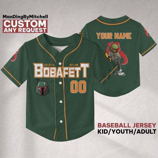 Custom Boba Fett Baseball Jersey – Matching Star Wars Outfit for Kids & Adults