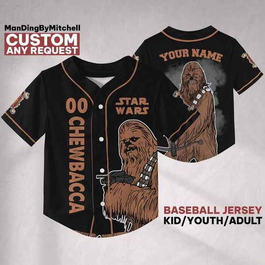 Custom Chewbacca Baseball Jersey – Star Wars Matching Outfit for Kids & Adults