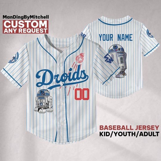 Custom R2-D2 Baseball Jersey – Matching Star Wars Shirt for Kids & Adults, Fan Gift
