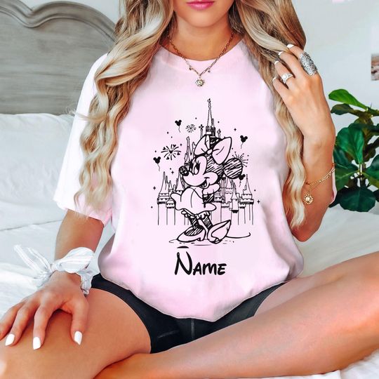 Personalized Vintage Minnie Mickey And T-Shirt, Disney Magical Castle Shirt, Disneyland Castle Tee, Disney Couple Birthday Gift