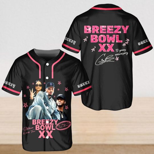 Chris Brown Breezy Bowl XX Baseball Jersey, Chris Brown Breezy Bowl XX Jersey Shirt, Chris Brown Merch, Breezy Bowl 2025 Baseball Shirt