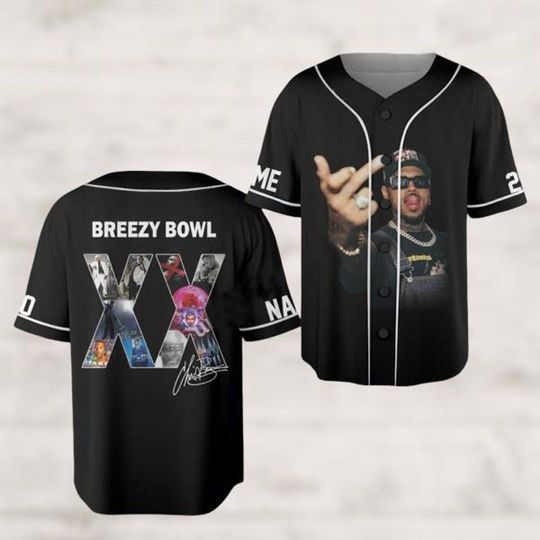Custom Breezy Bowl XX Baseball Jersey, Chris Brown Middle Finger, Chris Brown Tour Jersey, Breezy Bowl XX Shirt, Chris Brown Graphic Tee