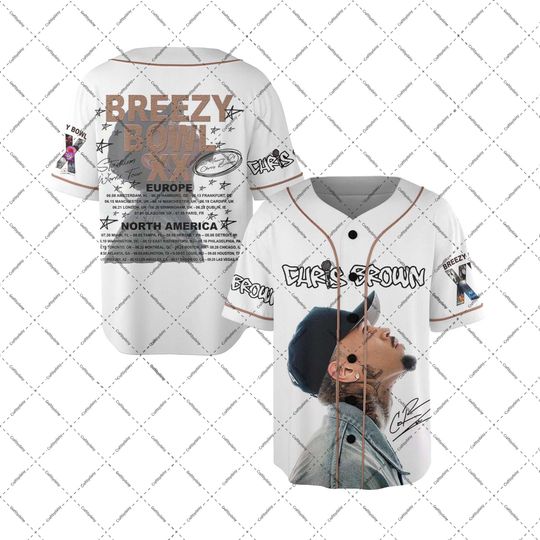 Chris Brown Breezy Bowl XX Baseball Jersey, Chris Brown 2025 Tour Shirt, Breezy Bowl Graphic Tee, Breezy Bowl XX Tour Shirt, Music Y2k Tees