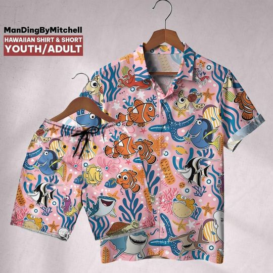 Finding Nemo Coral Hawaiian Shirt – Mickey Cruise Outfit, Family Matching Gift