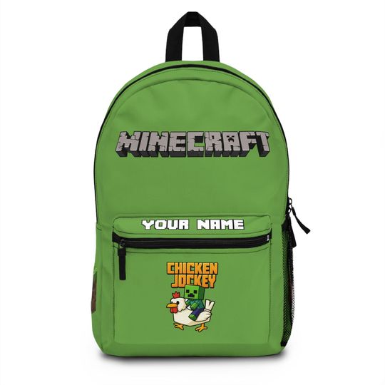Personalized Minecraft Chicken Jockey Backpack for Kids, Customizable Gamer School Bag, Perfect Gift for Birthdays & Christmas