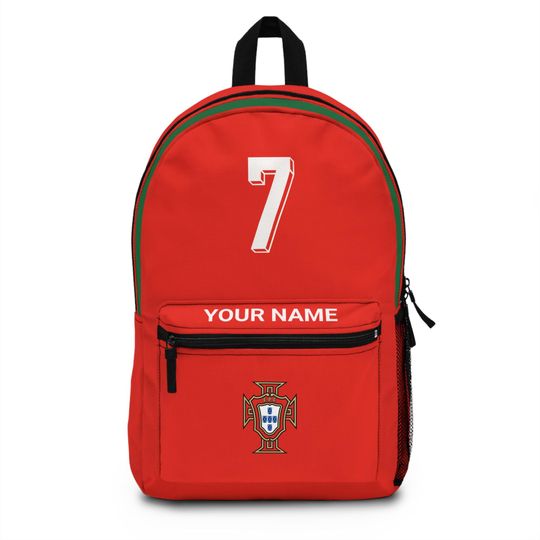 Personalized Portugal Soccer Backpack - CR7 Inspired Bag, National Team Colors, Lightweight & Waterproof Gift for Football Fans
