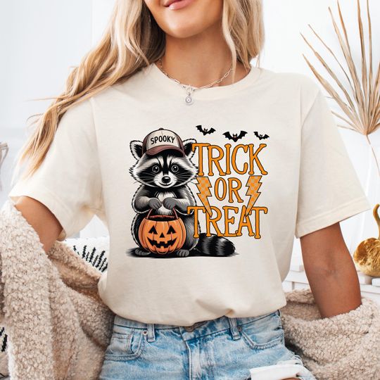 Halloween Trick or Treat Raccoon Shirt, Funny Meme Tee, Trash Panda Halloween Gift