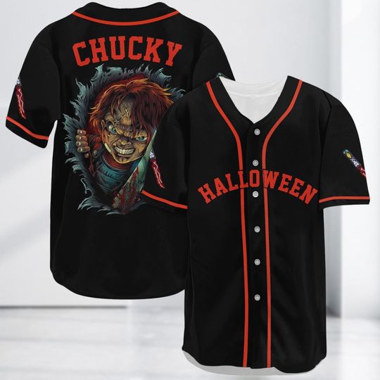 Halloween Chucky Baseball Jersey – Kids’ Horror Movie Costume Shirt