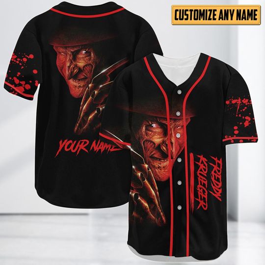 Custom Freddy Krueger Baseball Jersey – Halloween Horror Shirt for Kids