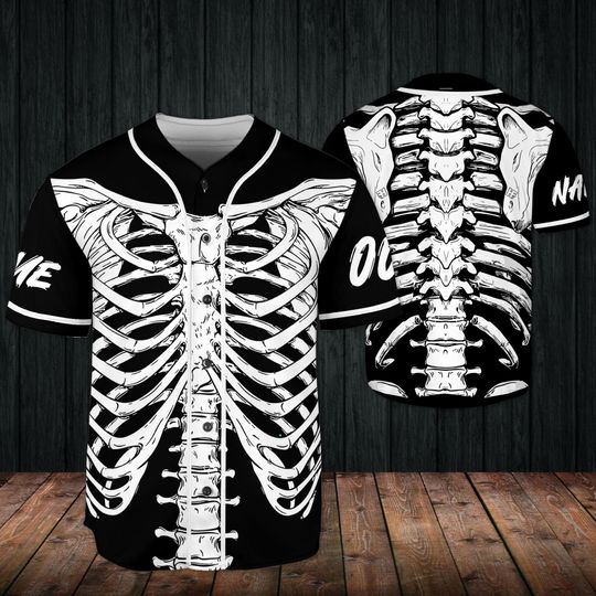 Halloween Skeleton Baseball Jersey – Custom Spooky Season Shirt