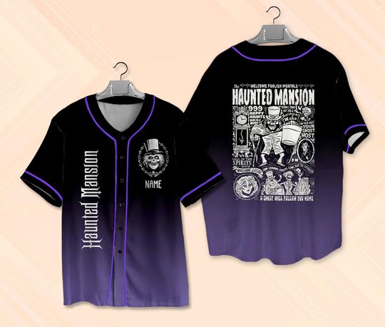 Disney Haunted Mansion Baseball Jersey - Stretching Room Vintage Shirt for Halloween