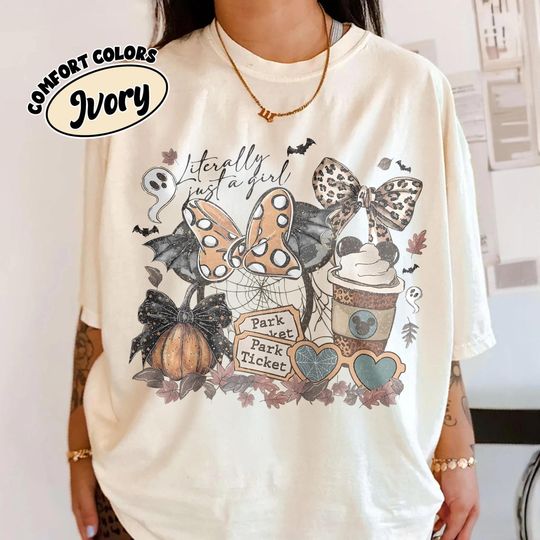 Coquette Bow Girl Halloween T-Shirt, Minnie Mickey Fall Coffee Tee, Pumpkin Spice Disney Shirt, Autumn Disney, Cute Halloween 2025 Tee