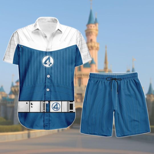 Ben Grimm Costume Button Shirt Shorts, Fantastic Four Halloween Outfit, Comic Con Marvel Superhero Costume, The Thing Button Shirt